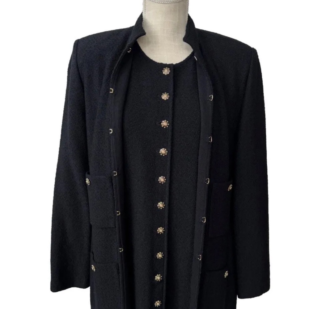 St. John Collection By Marie Black Knit Dress And Matching Sweater Size 10